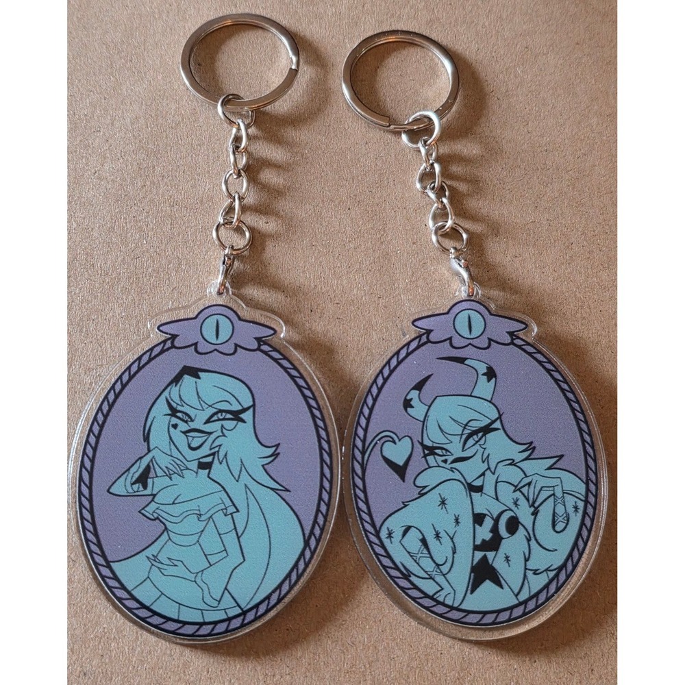 SET OF 2 Verosika Mayday Succubus Form & Human Form Keychains Helluva Boss